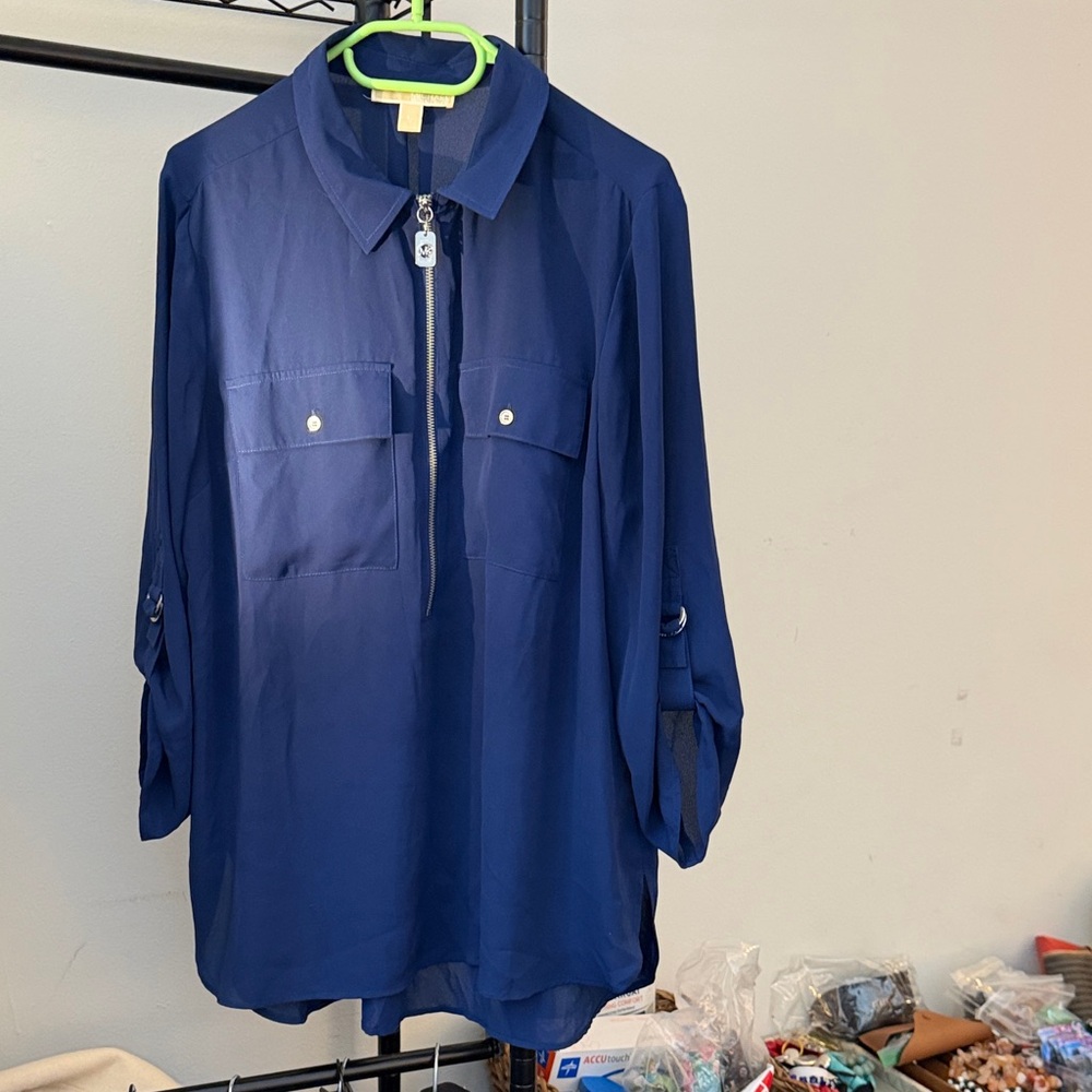 Michael Kors Navy Button Down Shirt